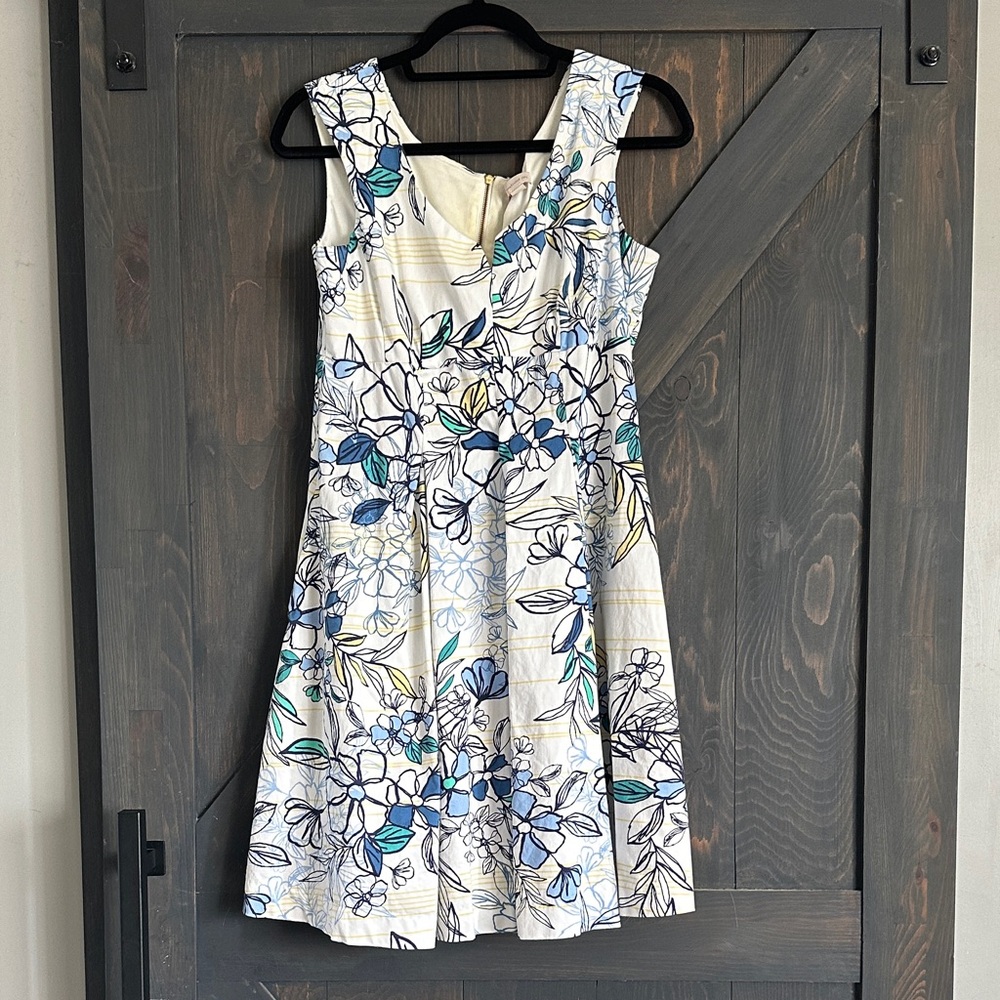 Dress Barn Blue and White Floral Midi Dress